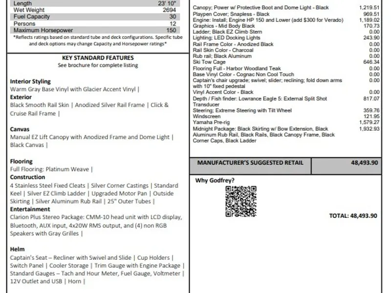 2026 GODFREY SWEETWATER EXPERIENCE 2286 SBX 115HP BUNK TRAILER for sale in Fargo, ND