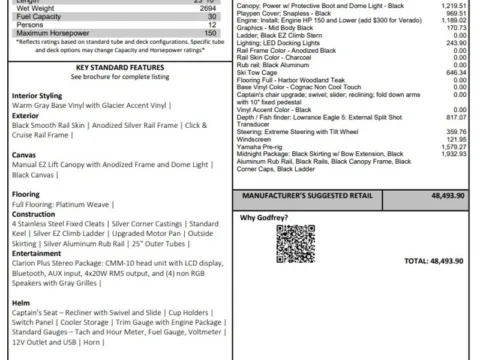 Unknown 2026 GODFREY SWEETWATER EXPERIENCE 2286 SBX 115HP BUNK TRAILER for sale in Fargo, ND