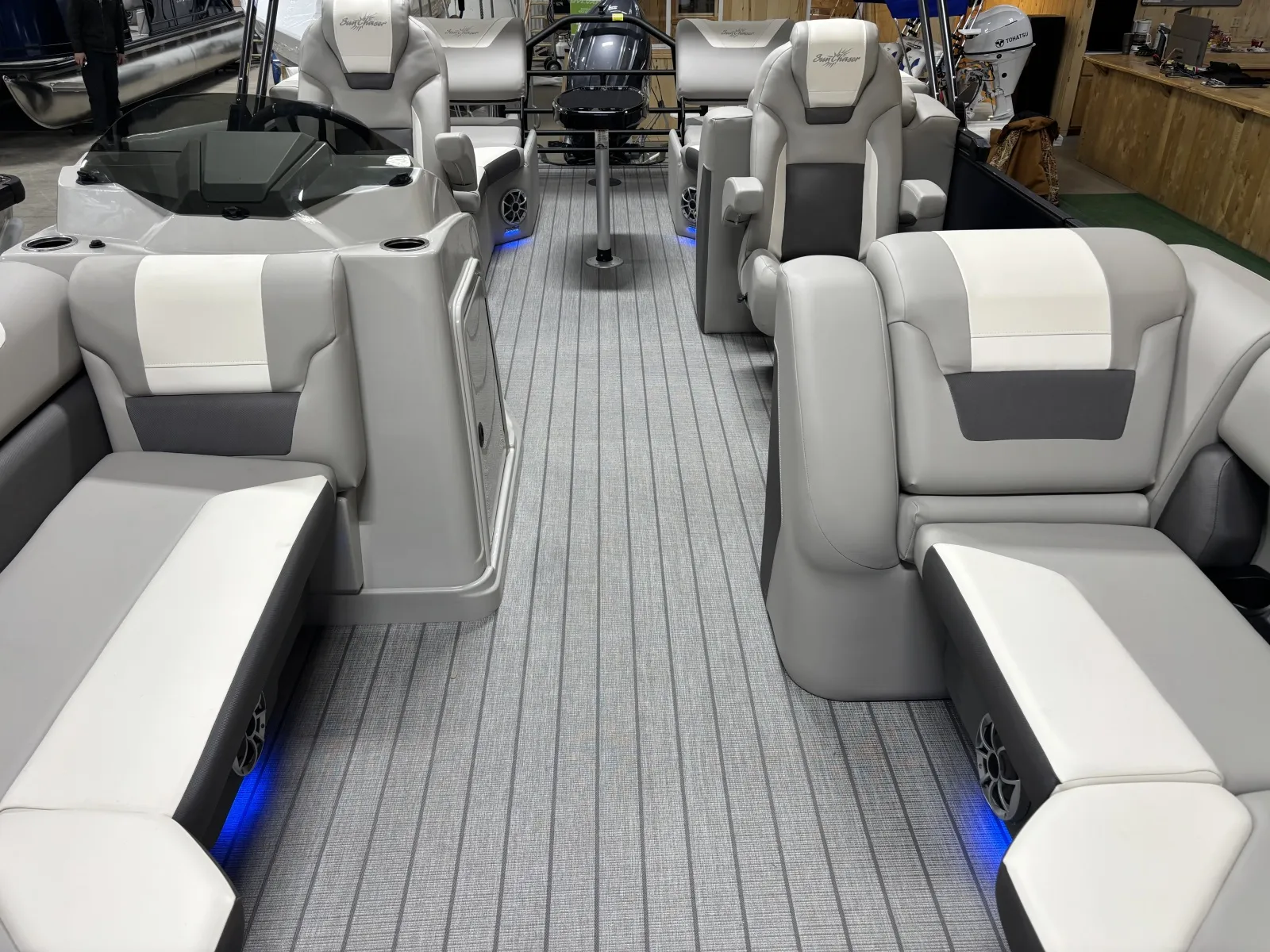 Blue 2026 SUNCHASER ECLIPSE 23 LR DH 150HP BUNK TRAILER for sale in Fargo, ND