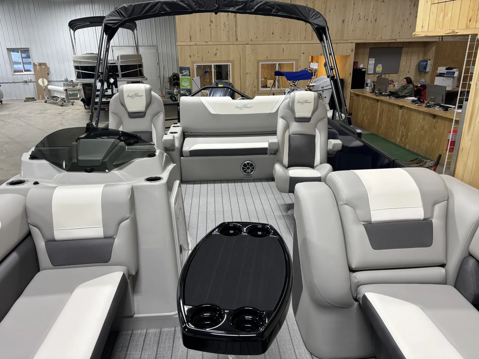 Blue 2026 SUNCHASER ECLIPSE 23 SB DH 150HP BUNK TRAILER for sale in Fargo, ND