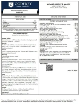 Another view of 2026 GODFREY MONACO 235 SBC 150HP BUNK TRAILER for sale in Fargo, ND at McLaughlin's RV and Marine - Fargo