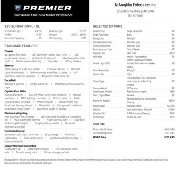 Another view of 2026 PREMIER SUNSATION 230 RL PTX TRIPLE 200HP BUNK TRAILER for sale in Fargo, ND at McLaughlin's RV and Marine - Fargo