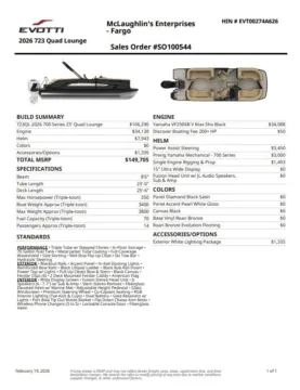 Another view of 2026 EVOTTI 700 SERIES 723 QL 250HP VMAX BUNK TRAILER for sale in Fargo, ND at McLaughlin's RV and Marine - Fargo