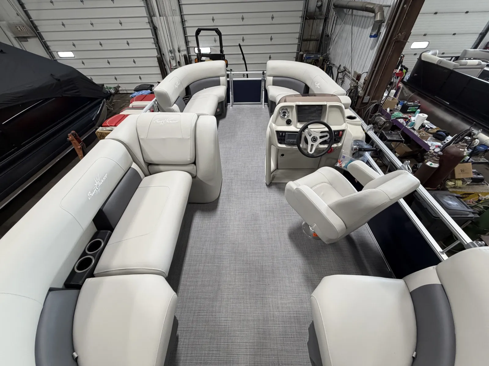 Blue 2026 SUNCHASER VISTA 18 LR 50HP BUNK TRAILER for sale in Fargo, ND