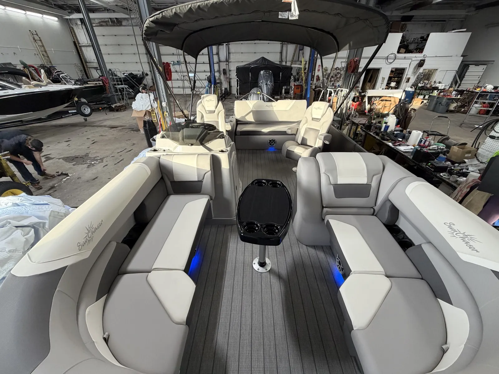 Blue 2026 SUNCHASER ECLIPSE 23 SB DH 150HP BUNK TRAILER for sale in Fargo, ND