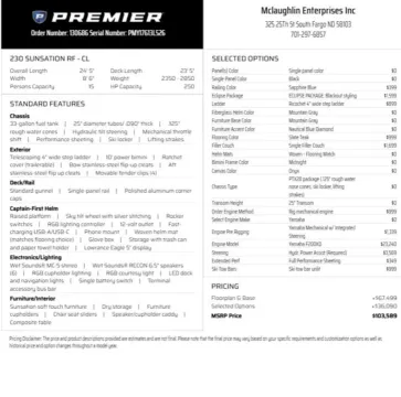 Another view of 2026 PREMIER SUNSATION 230 RF PTX TRIPLE 200HP BUNK TRAILER for sale in Fargo, ND at McLaughlin's RV and Marine - Fargo
