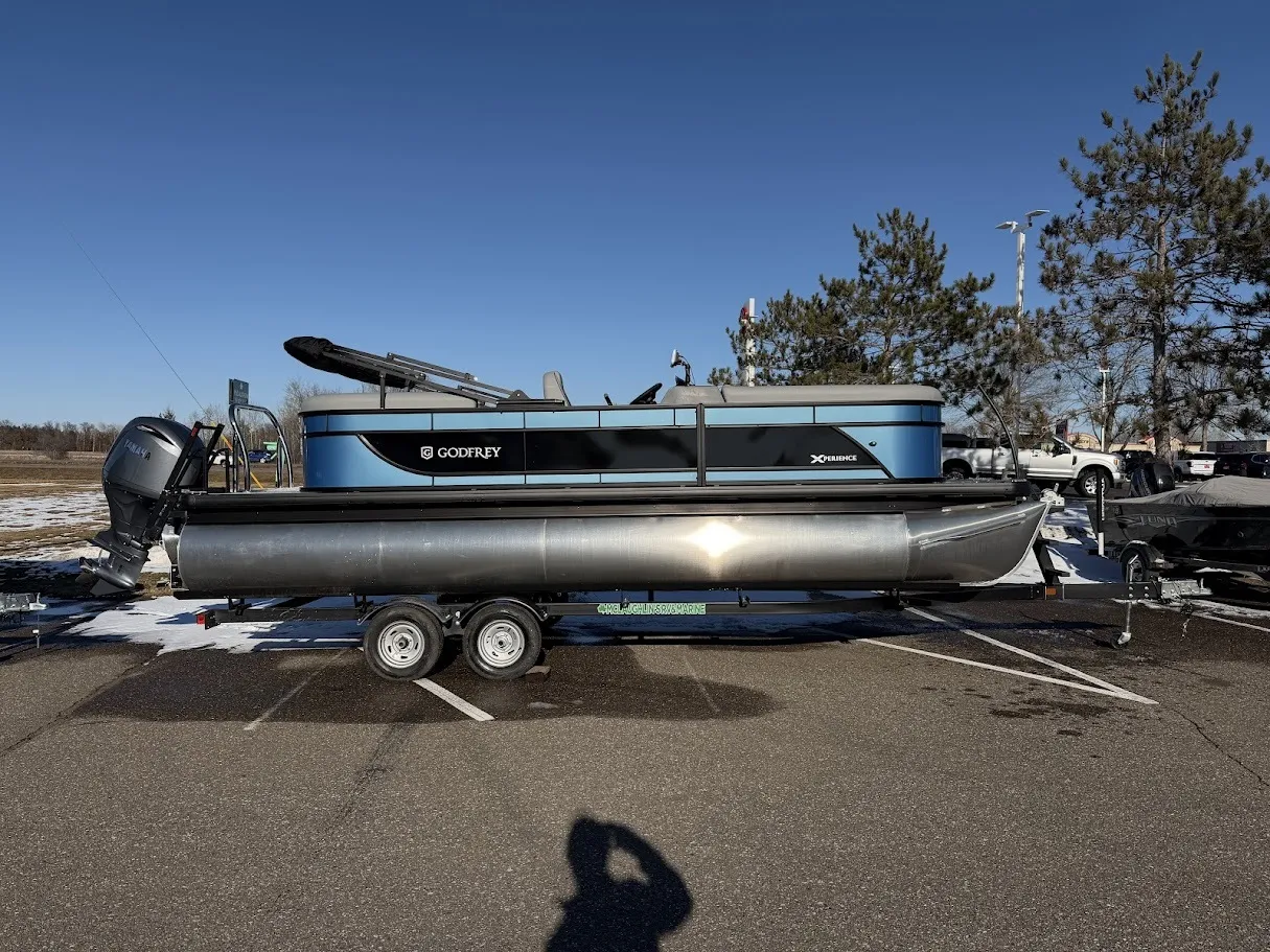 Photos of 2026 GODFREY XPERIENCE 2286 SBX TRIPLE 200HP BUNK TRAILER for sale in Brainerd, MN at McLaughlin's RV & Marine - Brainerd