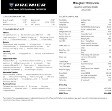 Another view of 2026 PREMIER SUNSATION 230 RF PTX TRIPLE 200HP BUNK TRAILER for sale in Fargo, ND at McLaughlin's RV and Marine - Fargo