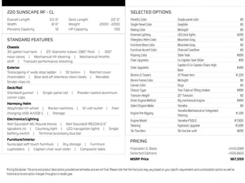 Another view of 2026 PREMIER SUNSCAPE 220 RF 150HP BUNK TRAILER for sale in Fargo, ND at McLaughlin's RV and Marine - Fargo
