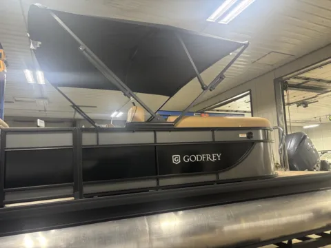 Another view of 2026 GODFREY SWEETWATER EXPERIENCE 2286 SBX TRIPLE 200HP BUNK TRAILER for sale in Fargo, ND at McLaughlin's RV and Marine - Fargo