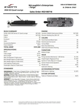 Another view of 2026 EVOTTI 500 SERIES 523 QL 200HP BUNK TRAILER for sale in Fargo, ND at McLaughlin's RV and Marine - Fargo
