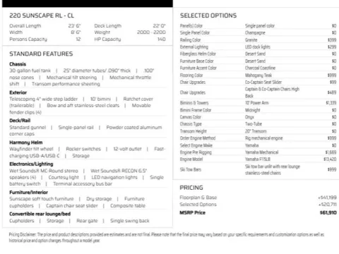 Another view of 2026 PREMIER SUNSCAPE 220 RL 115HP BUNK TRAILER for sale in Fargo, ND at McLaughlin's RV and Marine - Fargo