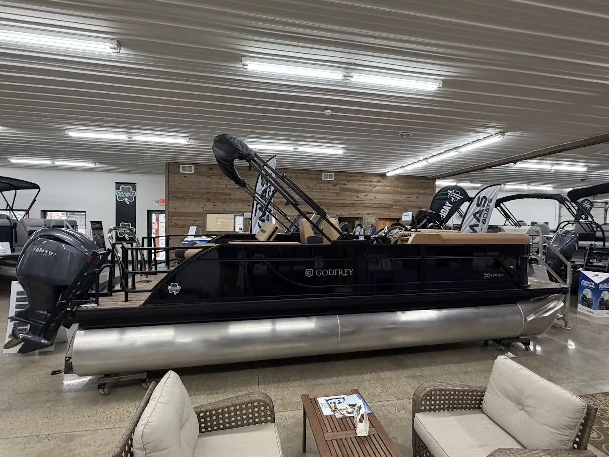 Photos of 2026 GODFREY XPERIENCE 2286 SFLX 150HP BUNK TRAILER for sale in Brainerd, MN at McLaughlin's RV & Marine - Brainerd