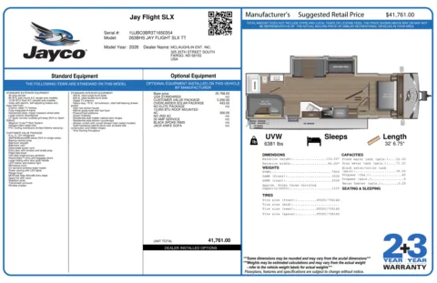 Another view of 2026 JAYCO JAY FLIGHT SLX 263BHS for sale in Fargo, ND at McLaughlin's RV and Marine - Fargo