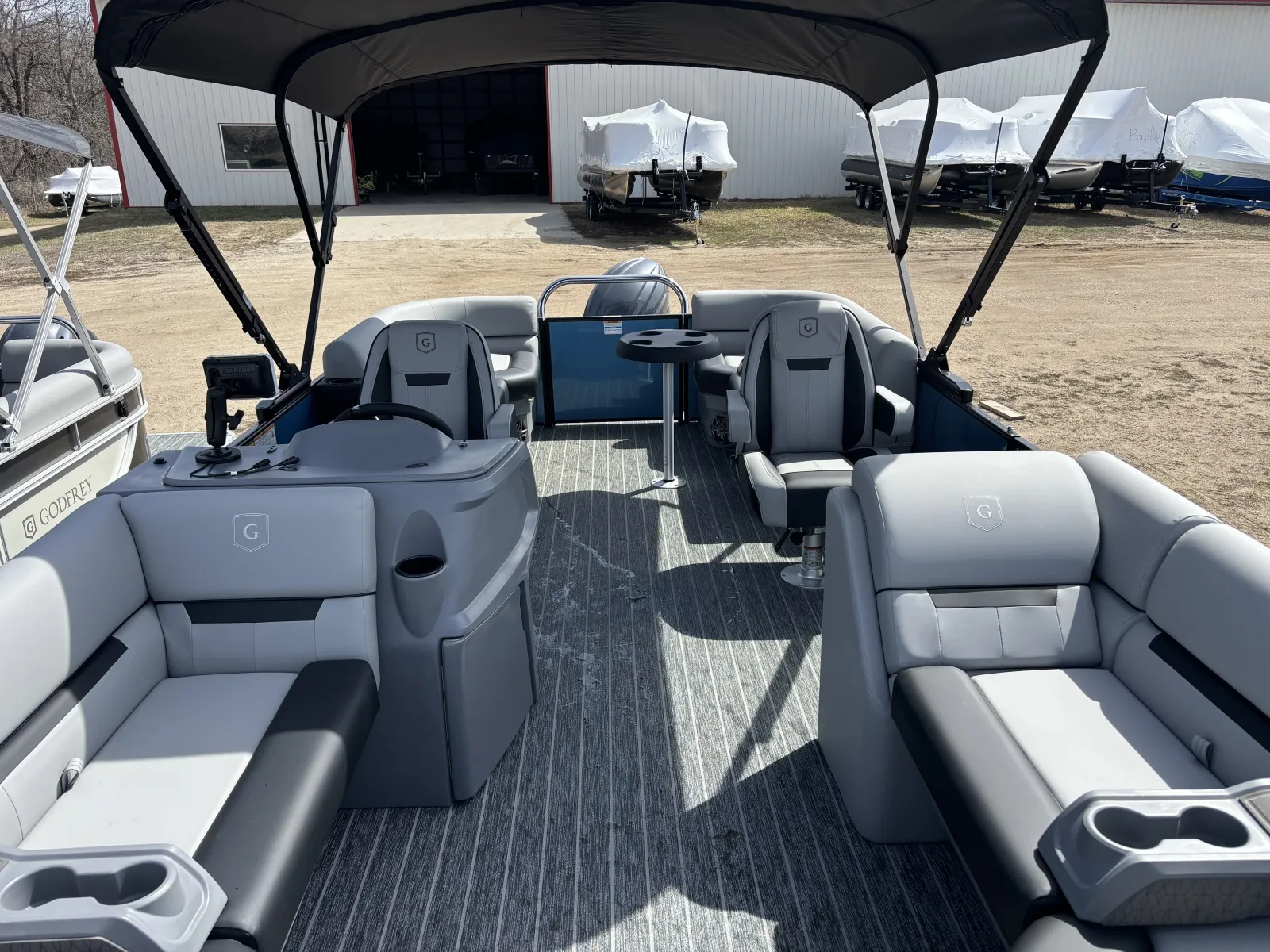 Photos of 2026 GODFREY XPERIENCE 2286 SBX TRIPLE 150HP BUNK TRAILER for sale in Detroit Lakes, MN at McLaughlin's RV & Marine - Detroit Lakes