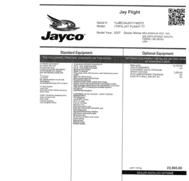 Another view of 2027 Jayco JAY FLIGHT 170FQ SE for sale in Fargo, ND at McLaughlin's RV and Marine - Fargo