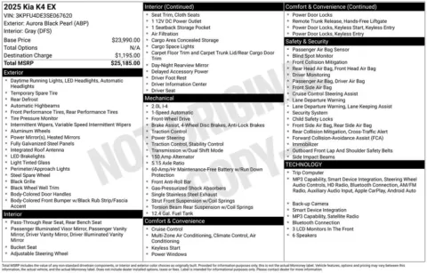 Photos of 2025 Kia K4 EX for sale in Omaha, NE at Gregg Young Chevrolet of Omaha