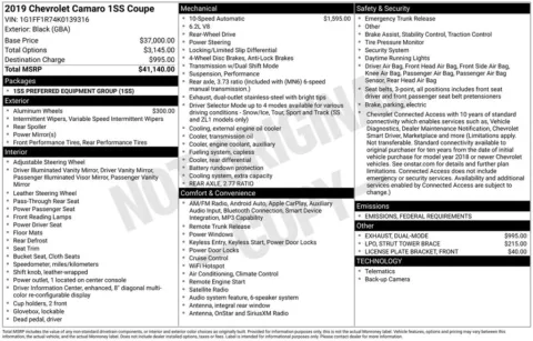 Photos of 2019 Chevrolet Camaro SS for sale in Omaha, NE at Gregg Young Chevrolet - Omaha