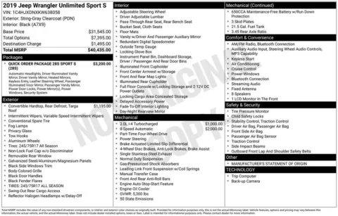 Photos of 2019 Jeep Wrangler Unlimited Sport S for sale in Norwalk, IA at Gregg Young Chevrolet of Norwalk