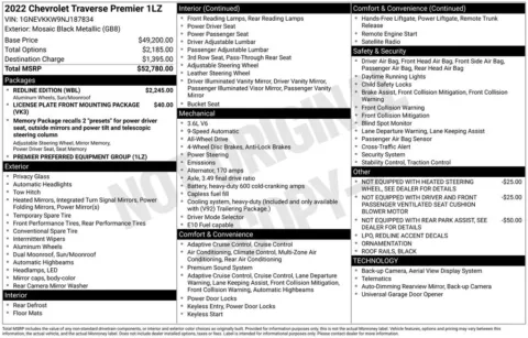 Photos of 2022 Chevrolet Traverse Premier for sale in Norwalk, IA at Gregg Young Chevrolet of Norwalk