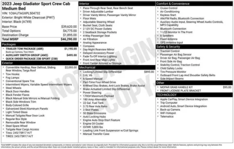 Photos of 2023 Jeep Gladiator Sport for sale in Plattsmouth, NE at Gregg Young Plattsmouth