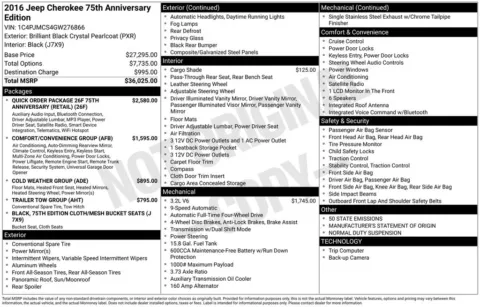 Photos of 2016 Jeep Cherokee 75th Anniversary Edition for sale in Marshalltown, IA at Gregg Young Chevrolet Marshalltown