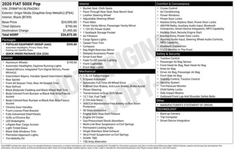 Photos of 2020 Fiat 500X Pop for sale in Ottumwa, IA at Gregg Young Toyota of Ottumwa