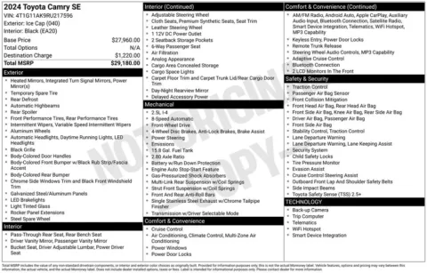 Photos of 2024 Toyota Camry SE for sale in Ottumwa, IA at Gregg Young Toyota of Ottumwa