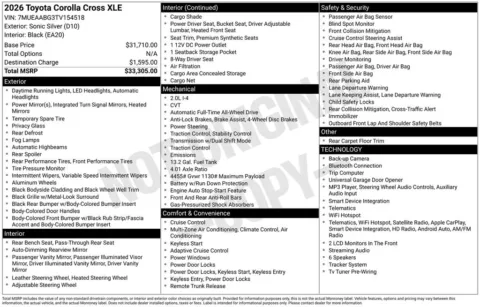 Photos of 2026 Toyota Corolla Cross XLE for sale in Ottumwa, IA at Gregg Young Toyota of Ottumwa