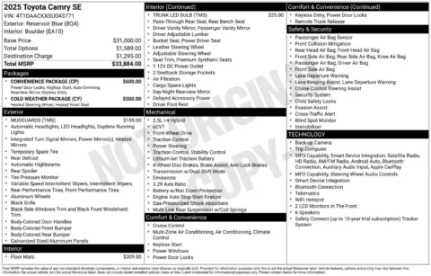 Photos of 2025 Toyota Camry SE for sale in Ottumwa, IA at Gregg Young Toyota of Ottumwa