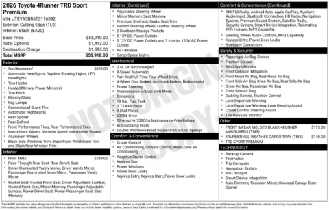 Photos of 2026 Toyota 4Runner TRD Sport Premium for sale in Ottumwa, IA at Gregg Young Toyota of Ottumwa