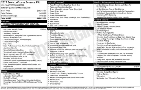 Silver 2017 Buick LaCrosse Essence for sale in Ottumwa, IA