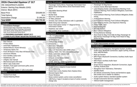 Photos of 2026 Chevrolet Equinox LT for sale in Ottumwa, IA at Gregg Young Toyota of Ottumwa