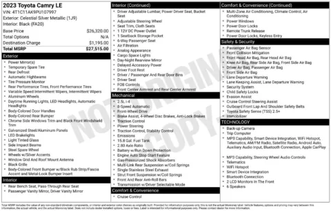 Photos of 2023 Toyota Camry LE for sale in Ottumwa, IA at Gregg Young Toyota of Ottumwa