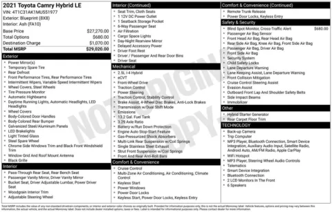 Photos of 2021 Toyota Camry Hybrid LE for sale in Ottumwa, IA at Gregg Young Toyota of Ottumwa