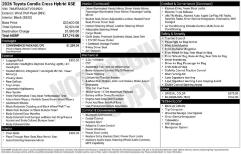 Photos of 2026 Toyota Corolla Cross Hybrid XSE for sale in Ottumwa, IA at Gregg Young Toyota of Ottumwa