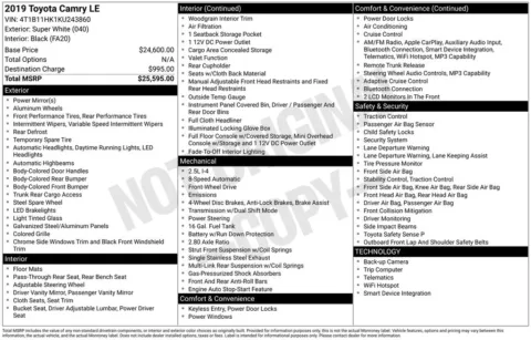 Photos of 2019 Toyota Camry LE for sale in Ottumwa, IA at Gregg Young Toyota of Ottumwa