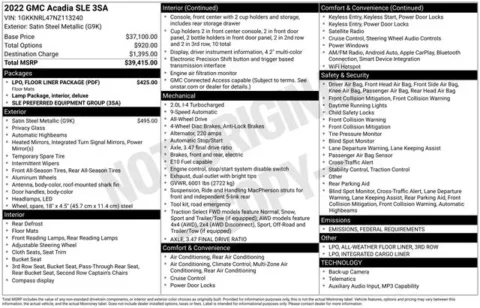 Photos of 2022 GMC Acadia SLE for sale in Ottumwa, IA at Gregg Young Toyota of Ottumwa