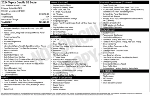 Photos of 2024 Toyota Corolla SE for sale in Ottumwa, IA at Gregg Young Toyota of Ottumwa
