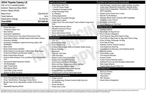 Photos of 2024 Toyota Camry LE for sale in Ottumwa, IA at Gregg Young Toyota of Ottumwa