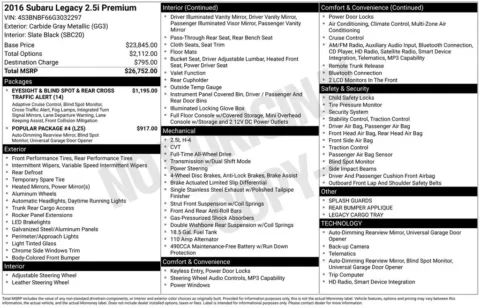 Photos of 2016 Subaru Legacy 2.5i for sale in Ottumwa, IA at Gregg Young Toyota of Ottumwa