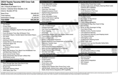 Photos of 2024 Toyota Tacoma SR5 for sale in Ottumwa, IA at Gregg Young Toyota of Ottumwa