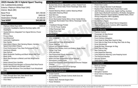 Photos of 2025 Honda CR-V Hybrid Sport Touring for sale in Ottumwa, IA at Gregg Young Toyota of Ottumwa