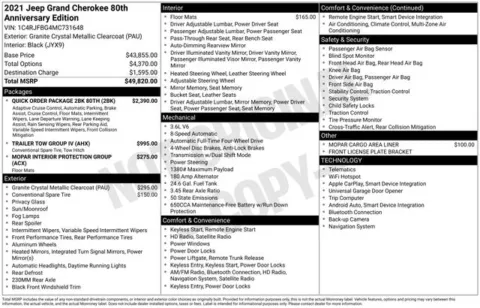 Photos of 2021 Jeep Grand Cherokee 80th Anniversary Edition for sale in Ottumwa, IA at Gregg Young Toyota of Ottumwa