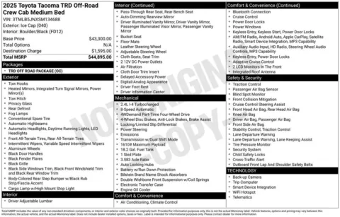 Photos of 2025 Toyota Tacoma TRD Off-Road for sale in Columbus, NE at Gregg Young Toyota of Columbus