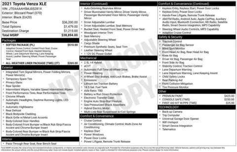 Photos of 2021 Toyota Venza XLE for sale in Columbus, NE at Gregg Young Toyota of Columbus