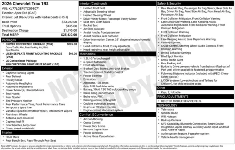 Photos of 2026 Chevrolet Trax 1RS for sale in Atlantic, IA at Gregg Young Automotive of Atlantic