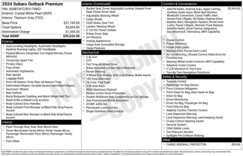 Photos of 2024 Subaru Outback Premium for sale in Atlantic, IA at Gregg Young Chevrolet GMC Atlantic