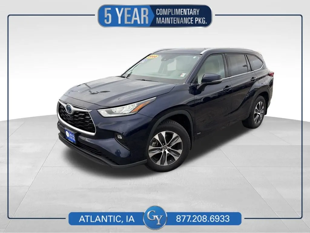Blue 2022 Toyota Highlander Hybrid XLE for sale in Atlantic, IA