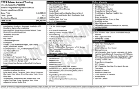Photos of 2023 Subaru Ascent Touring for sale in Atlantic, IA at Gregg Young Chevrolet GMC Atlantic